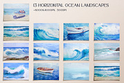 Watercolor Ocean & Sea Landscapes, a Seasonal Illustration by NataliArkushArt (Thumbnail 4 of 15)