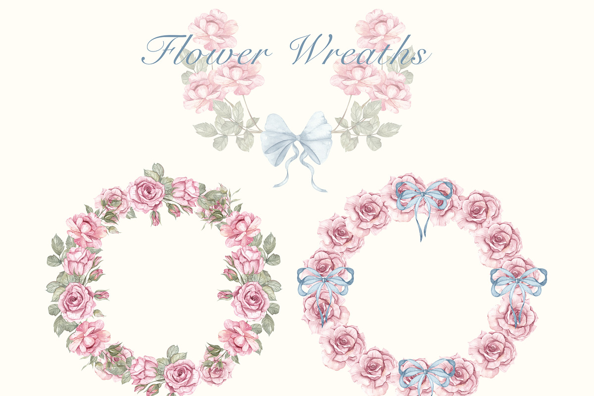 Bows and Roses. Vintage watercolor., a Decorative Illustration by Ooh Lily (Photo 4 of 14)