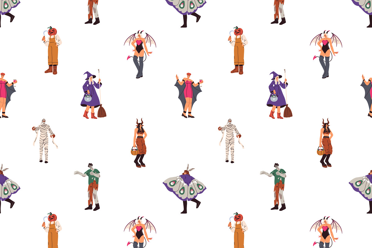 Halloween people set + patterns, a Person Illustration by Good Studio (Photo 11 of 19)