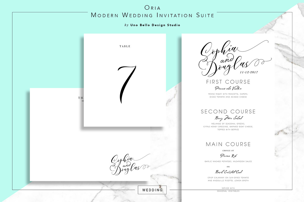 Oria Modern Wedding Stationery, an Invitation Template by Uno Bello Design Studio (Photo 4 of 5)