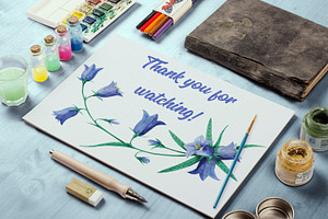 Set Of Watercolor Wild Flowers