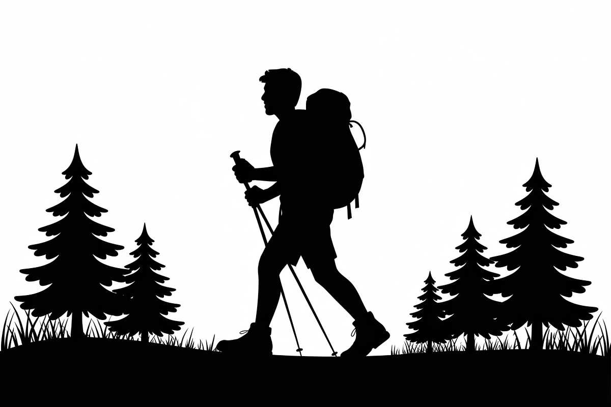 silhouette hiker climbing a mountain, an Illustration by Amazin_art (Photo 4 of 17)