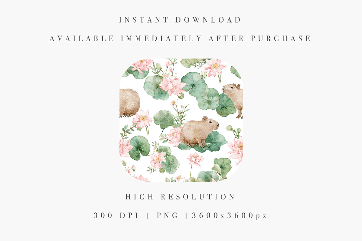 Capybaras Pattern, an Animal Illustration by Pati Charm Studio (Photo 4 of 7)