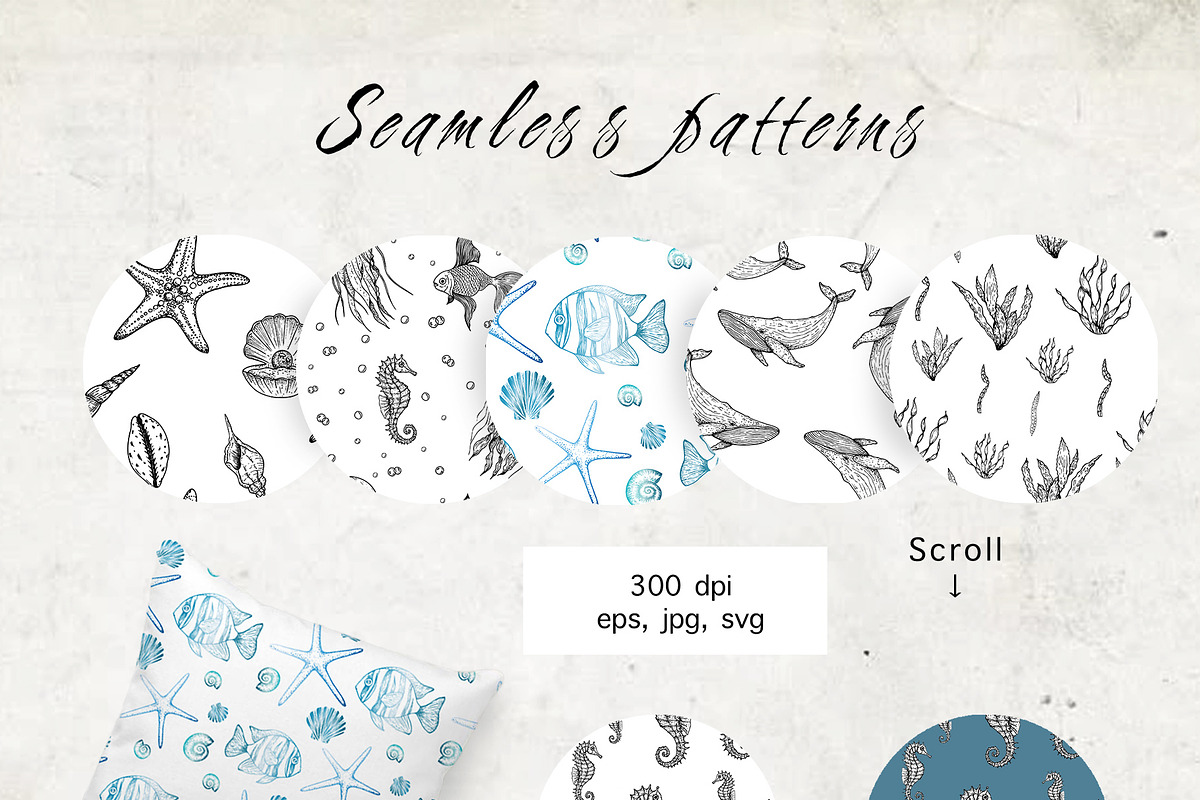Ocean | Vector line art collection, an Illustration by Navenzeles (Photo 9 of 11)