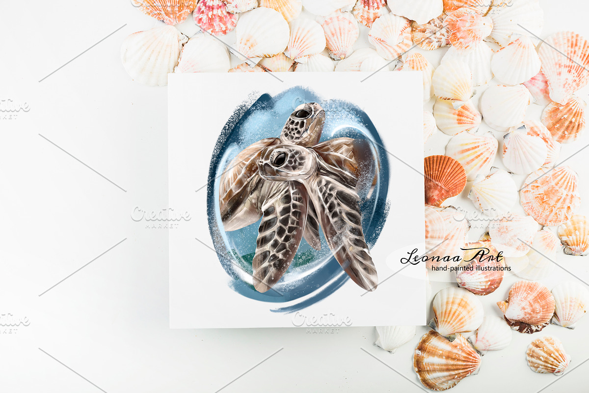 Sea Turtles Hand-drawn Illustration, an Animal Illustration by Leonaa art (Photo 3 of 7)