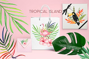 Tropical island. watercolor clipart., a Decorative Illustration by LABFcreations (Thumbnail 7 of 7)