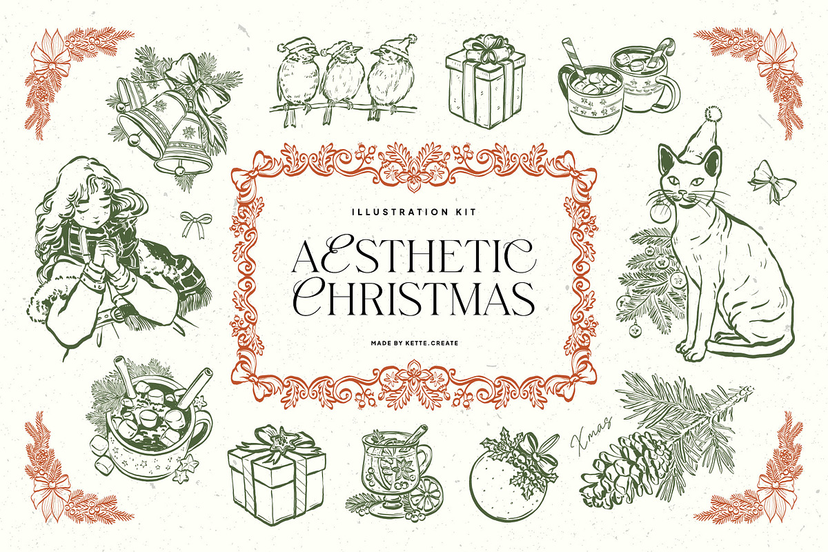 Aesthetics Christmas | Illustration, a Seasonal Illustration by KetteCreate (Photo 1 of 21)