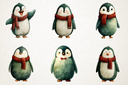 Christmas Penguin Watercolor Clipart, an Illustration by RobertsArt (Thumbnail 3 of 7)
