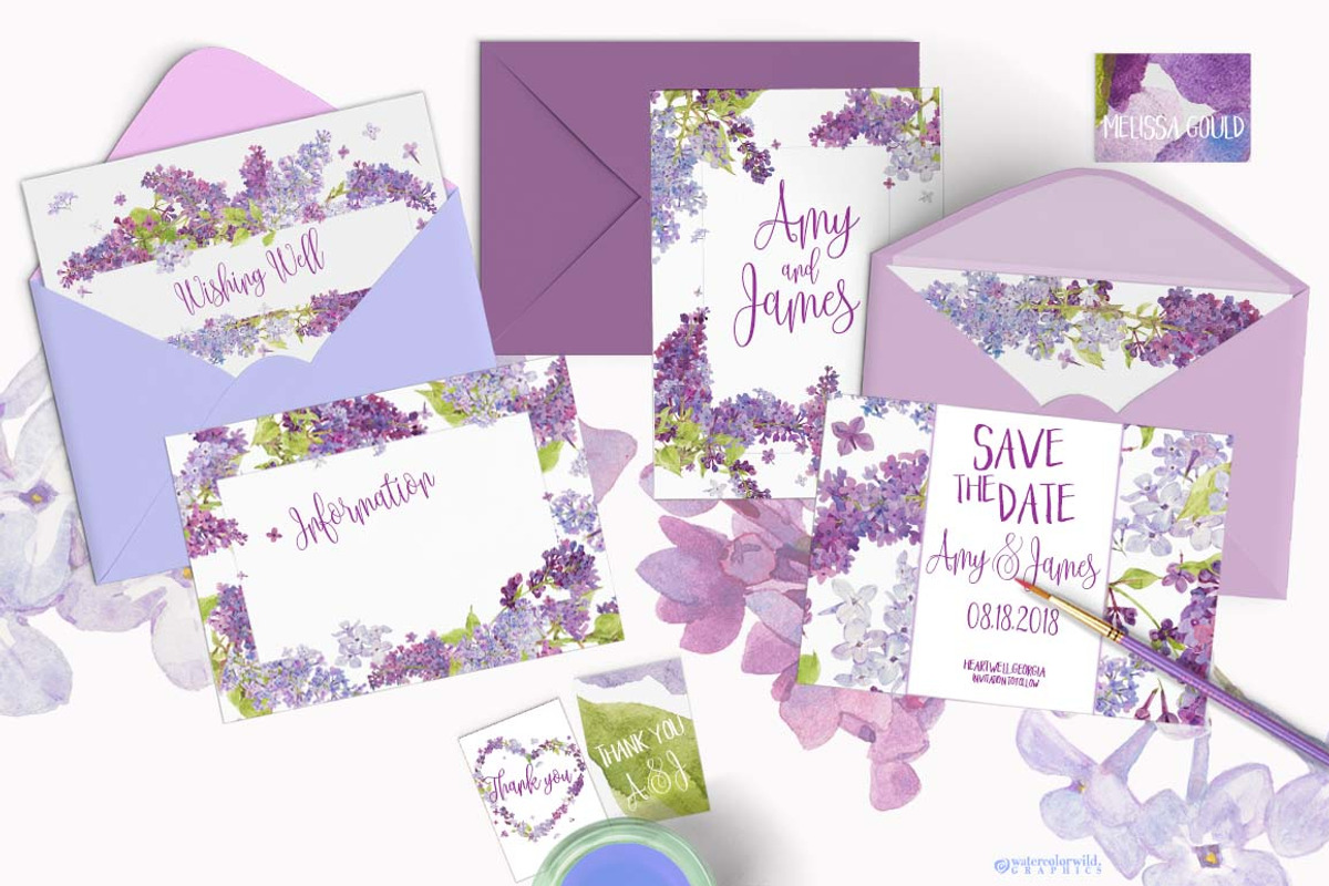 Lovely Lilacs-Design Pack!, an Illustration by watercolorwild.graphics (Photo 3 of 7)