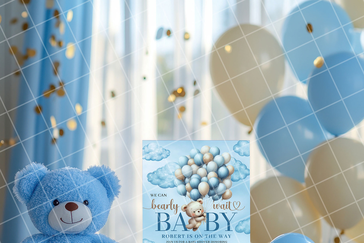 Boy baby shower invitation mockup PS, an Advertising Mockup by Blush Roses Print (Photo 3 of 8)