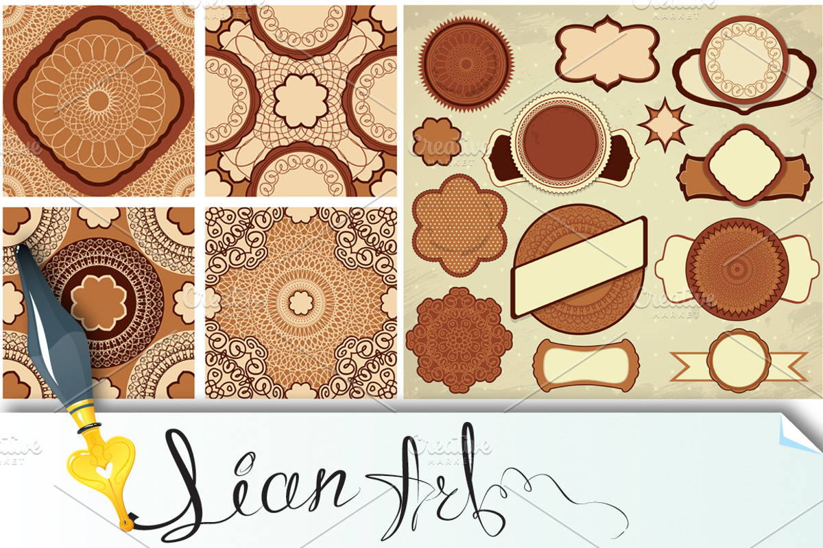 Vintage chocolate labels, patterns