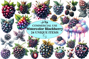 Watercolor Blackberry Clipart, an Illustration by Craft Nest