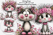Whimsical Floral Cat Clipart Bundle, an Illustration by GatewayDesign (Thumbnail 1 of 3)