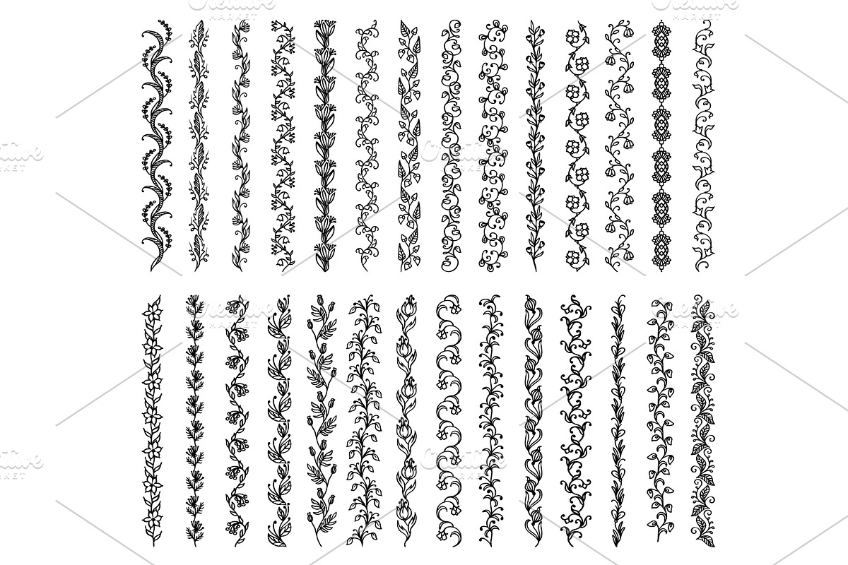 Floral border, brocade, dividers, a Decorative Illustration by Vector ...