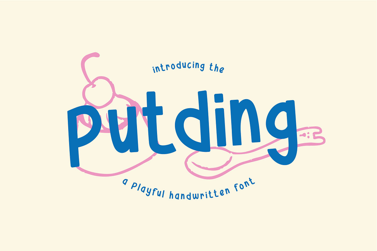 Putding - Playful Handwritten Font, a Handwritten Font by Berdansabersama (Photo 1 of 9)