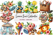 Summer Beach Sublimation Clipart, a Seasonal Illustration by DreamArtGraphic (Thumbnail 1 of 4)
