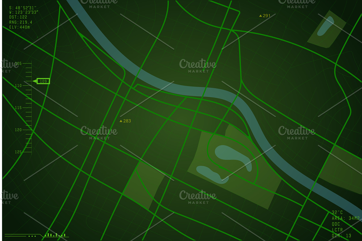 Big city military green map overlay, an Illustration by SkyVectors