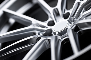 Close up of a polished alloy car rim, a Transportation Photo by MistyDay