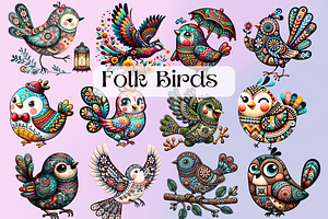 Folk Bird Clipart Png