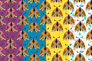 Wise Moth Seamless Patterns