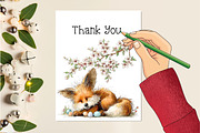 Watercolor Whimsical Easter Fox Png, an Illustration by Creative Art (Thumbnail 2 of 8)