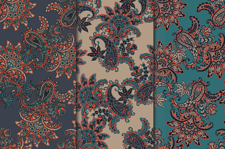 Asian paisley floral pattern, a Pattern Graphic by antalogiya