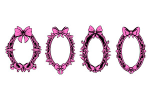 Vintage frames with coquette bow, an Illustration by art PVP - market
