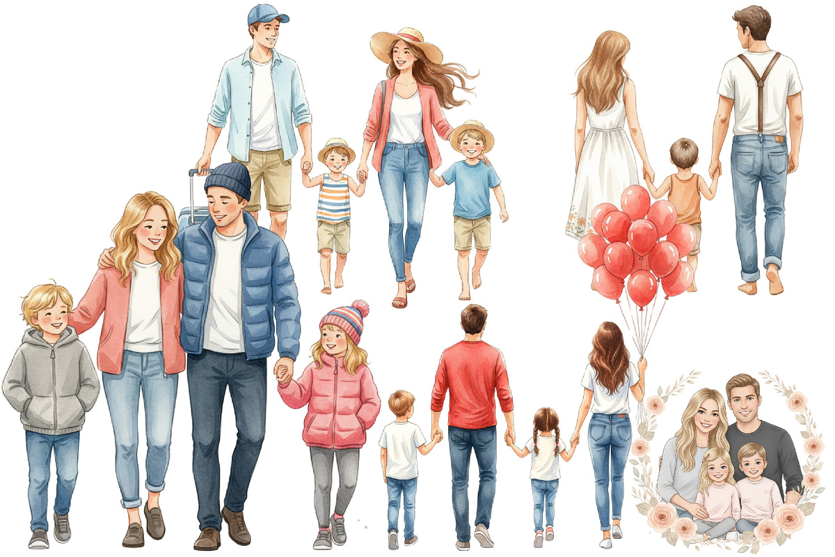 Watercolor Family Clipart, an Illustration by DreamArtGraphic (Photo 4 of 5)
