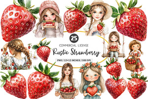 Watercolor Rustic Strawberry PNG, an Illustration by SinaCreation