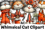 Whimsical Cat Clipart, an Illustration by Design Market (Thumbnail 1 of 5)