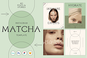 Matcha Skincare Instagram Template, a Social Media Template by Luna Studio (Thumbnail 1 of 9)