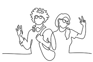 Boy and girl students greeting Hands, an Education Illustration by Valenty