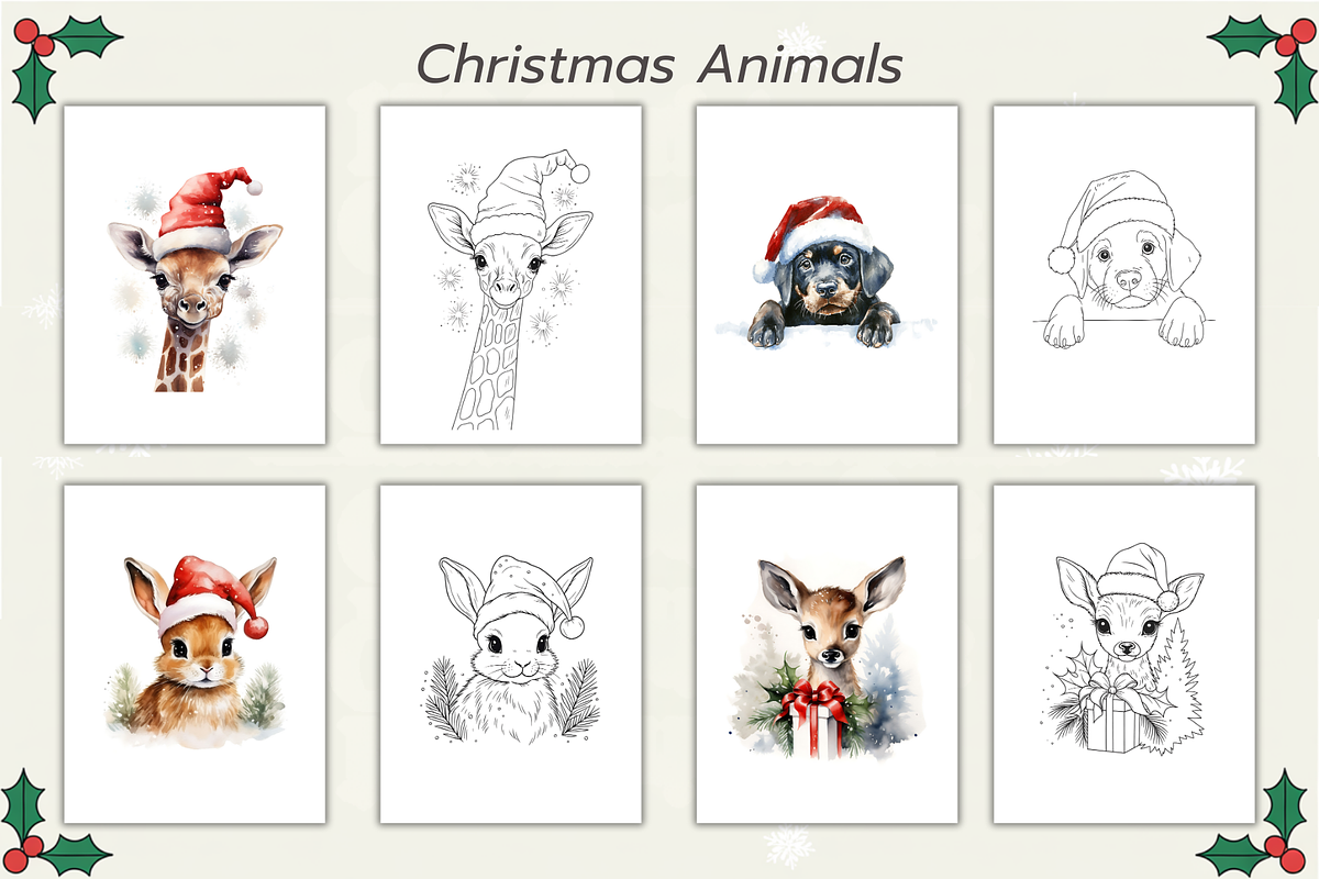 150 Christmas Coloring Pages Bundle, a Seasonal Illustration by Daffodil Dream Studio (Photo 2 of 18)