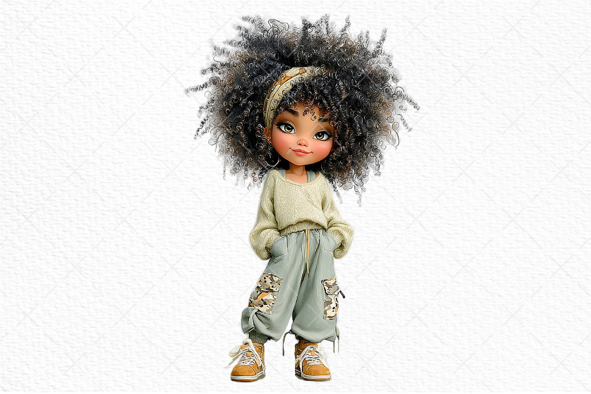Whimsical Black Afro Girl Clipart, an Illustration by Craft Nest (Photo 10 of 11)