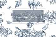 Toile of the Flowering Orchard, a Pattern Graphic by MouseGrey (Thumbnail 1 of 8)