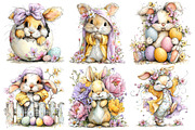 Whimsical Easter Bunny Clipart, an Illustration by Pixels.Craft (Thumbnail 4 of 5)