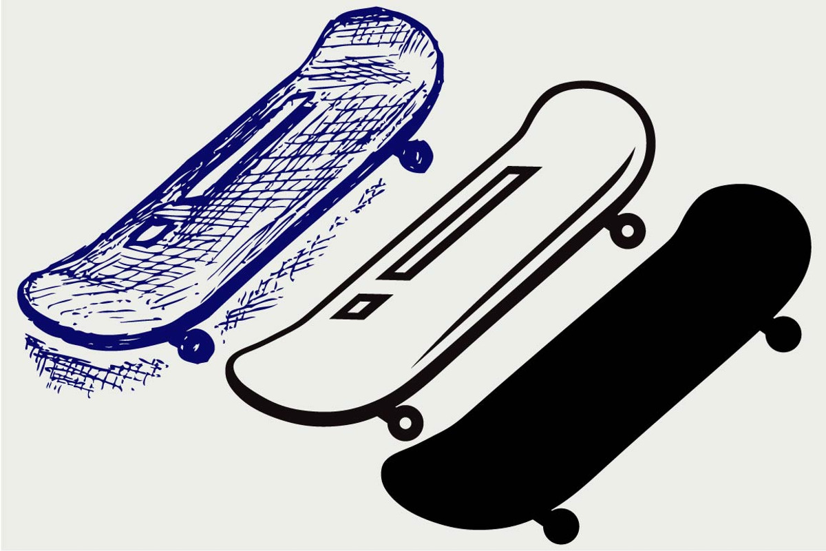 Several skateboards SVG, an Outline Icon by LineworkStock