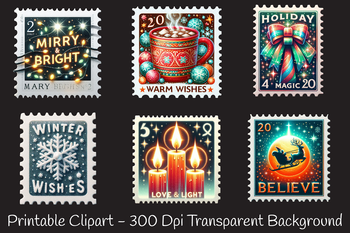 Christmas Greetings Stamp Collection, an Illustration by RobertsArt (Photo 4 of 5)