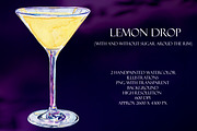 Lemon Drop Watercolor Cocktail, a Food Illustration by Olexandra Mur (Thumbnail 1 of 4)