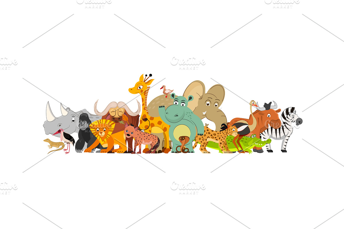 Cute African animals cartoon group, an Animal Illustration by Yayasya (Photo 2 of 3)