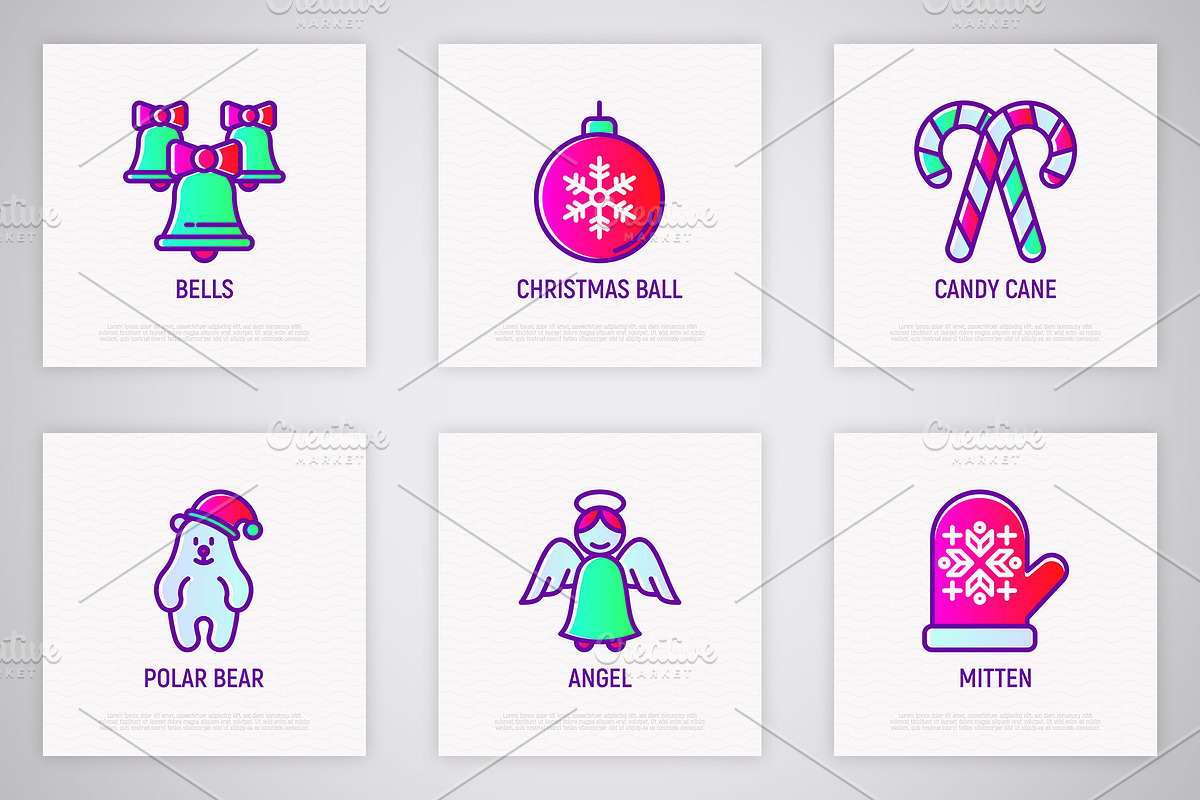 Merry Christmas | 16 Thin Line Icons, an Outline Icon by Alex Blogoodf (Photo 5 of 7)