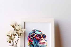 Painting Monkey Wearing Glasses.