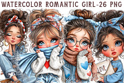 Watercolor Romantic Girl Clipart, an Illustration by Libby Wishes (Thumbnail 1 of 7)
