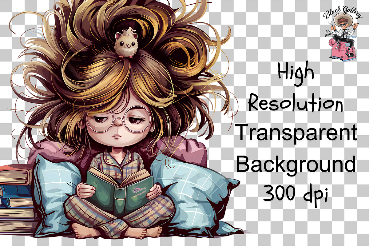 Bookish Girl Reading Clipart Bundle, a Graphic by Clipart Bloom (Photo 10 of 10)