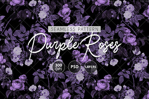 Purple Roses - Seamless Patterns