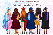 University Graduates Girls Clipart, a Person Illustration by ArtedeCatrin (Thumbnail 1 of 11)