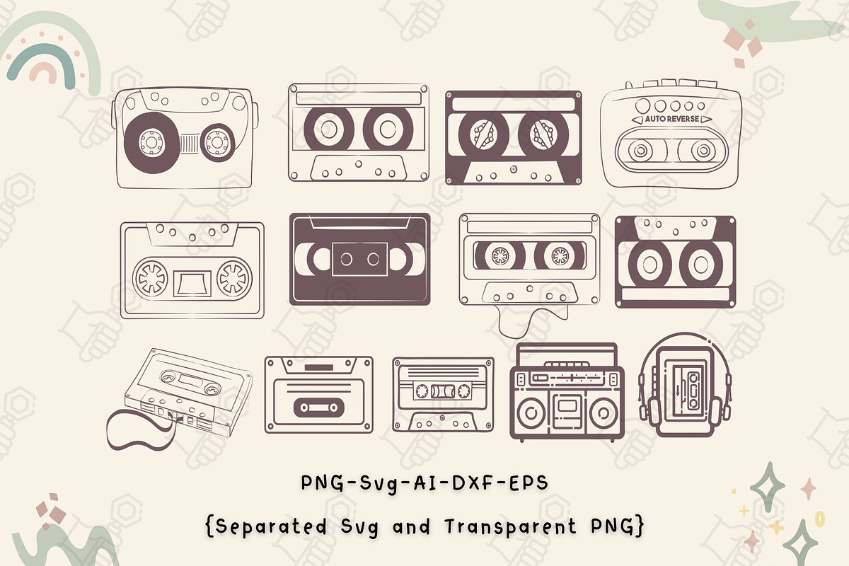 Cassette tapes svg, Boombox Svg, an Education Illustration by Cheerful World