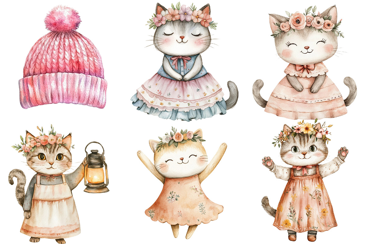 Cozy Autumn Floral Cat Animal, an Illustration by CitraGraphics (Photo 4 of 5)