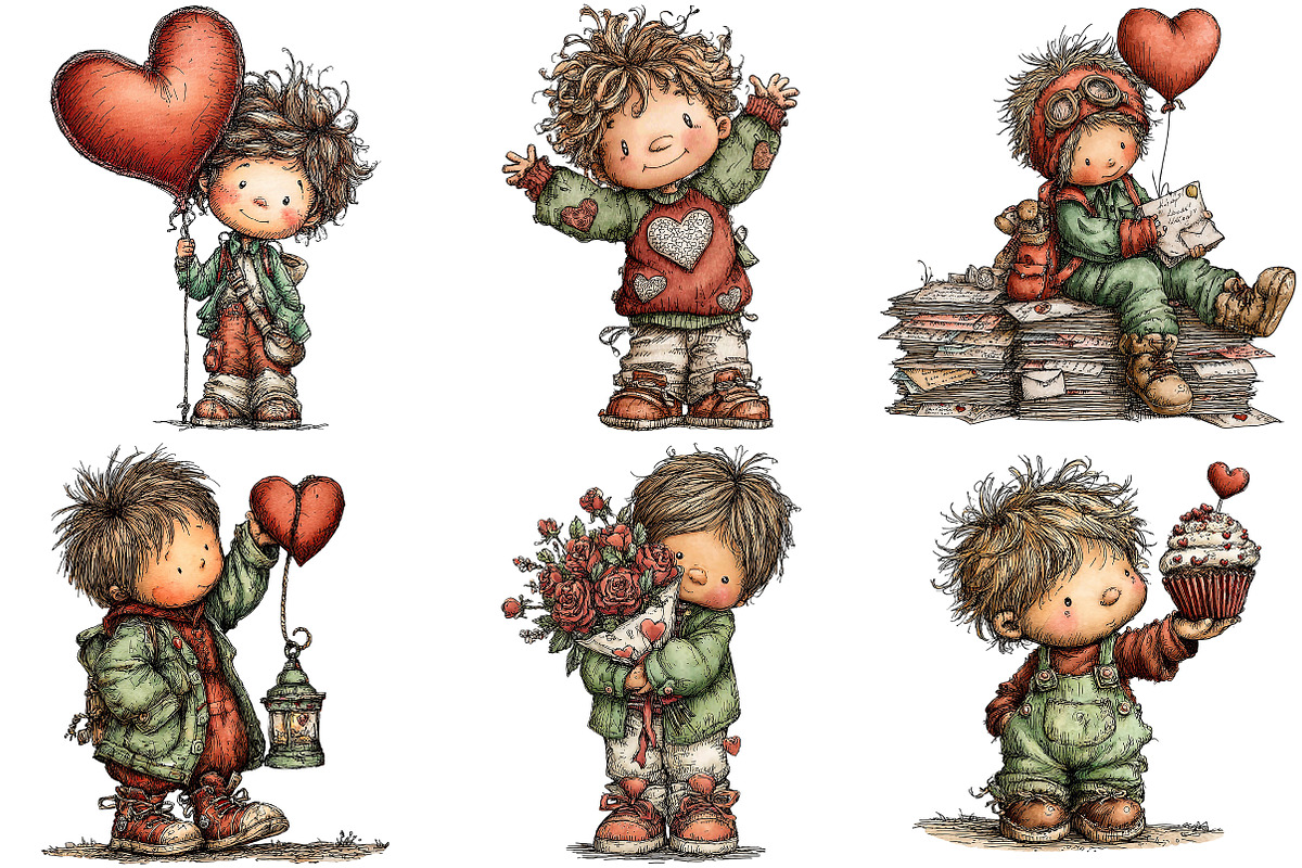 Quirky Valentine Boy Clipart, an Illustration by Craft Nest (Photo 7 of 9)
