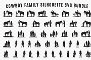 Cowboy Family Silhouette Clipart Set, a Person Illustration by Gfx Expert Team (Thumbnail 2 of 3)